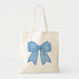 Navy + Blue Faux Glitter Bow Tote Bag