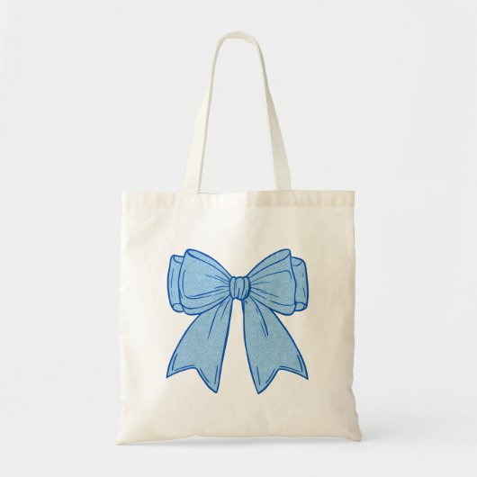 Navy + Blue Faux Glitter Bow Tote Bag (Voorkant)