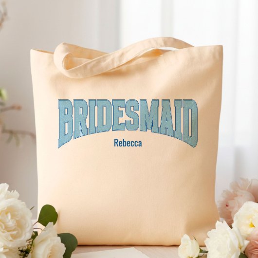 Navy + Blue Faux Glitter BRIDESMAID Tote Bag