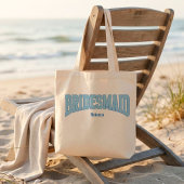 Navy + Blue Faux Glitter BRIDESMAID Tote Bag