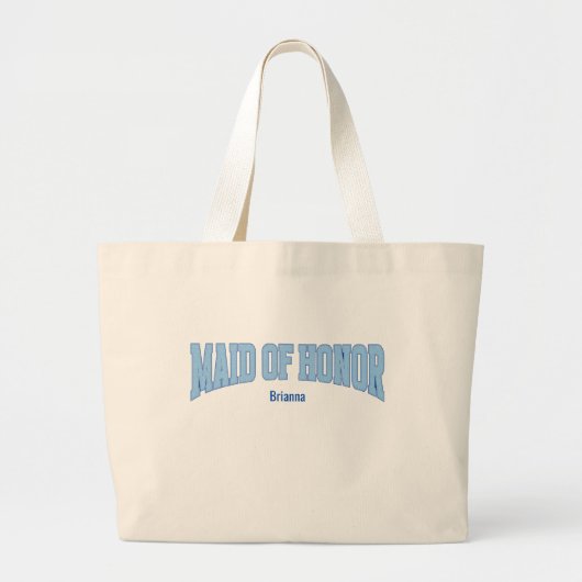 Navy + Blue Faux Glitter MAID OF HONOR Grote Tote Bag (Voorkant)