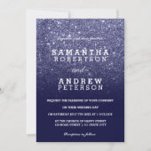 Navy blue faux glitter ombre chic bruiloft kaart (Voorkant)
