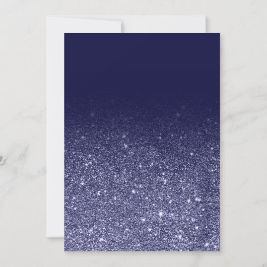 Navy blue faux glitter ombre chic bruiloft kaart (Achterkant)