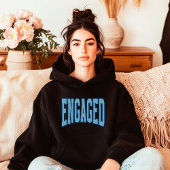 Navy + Blue Faux Glitter Varsity Engagement Bridal T-shirt