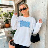 Navy + Blue Faux Glitter Varsity MATRON OF HONOR T-shirt