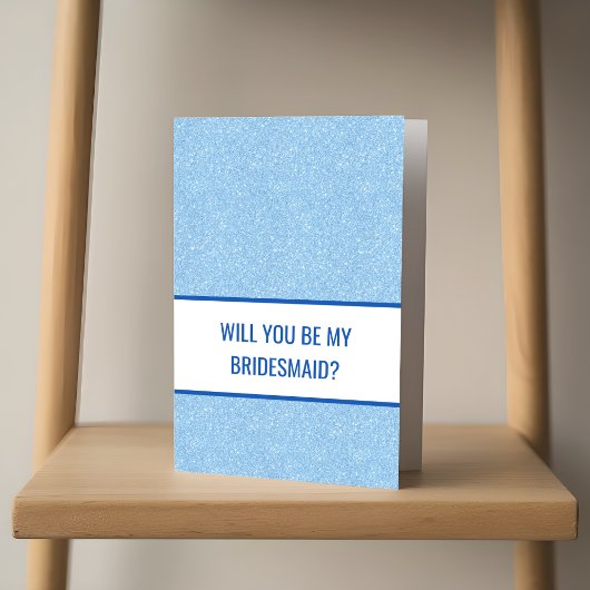 Navy + Blue Faux Glitter Wedding Party Proposal Kaart