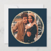Navy Blue Faux Gold Circle Foto bruiloft Save The Date (Achterkant)