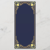  Navy Blue Faux Gold Elegant Wedding Menu (Achterkant)