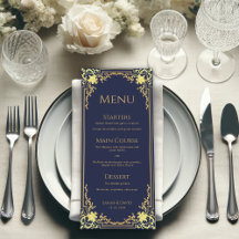  Navy Blue Faux Gold Elegant Wedding