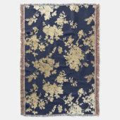 Navy blue faux goudshabby  chic floral deken (Voorkant Verticaal)