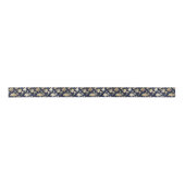 Navy blue faux goudshabby  chic floral satijnen lint (Voorkant)