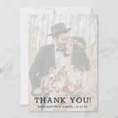 Navy Blue Faux Vellum Text Foto Weddenschap Bedankkaart (Voorkant)