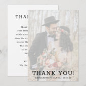 Navy Blue Faux Vellum Text Foto Weddenschap Bedankkaart (Voorkant / Achterkant)
