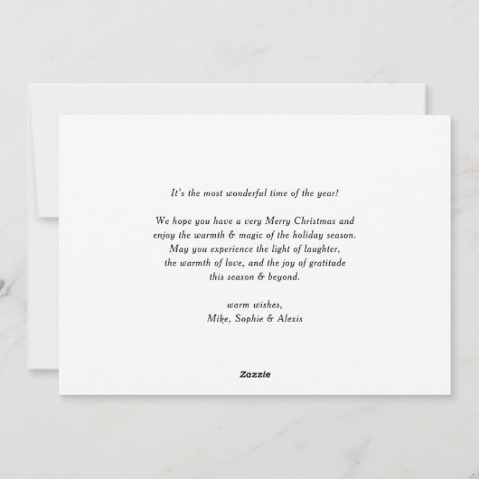 Navy Blue Feliz Navidad Script Kerstfoto Feestdagenkaart (Achterkant)