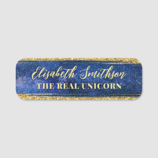 Navy Blue Feminine Celestial Personalized ID Badge (Voorkant)