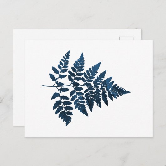 Navy Blue Fern Leaf Briefkaart (Voorkant / Achterkant)
