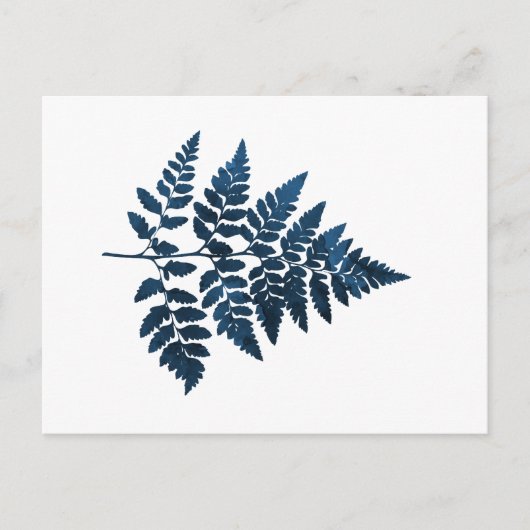 Navy Blue Fern Leaf Briefkaart (Voorkant)