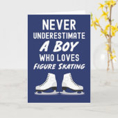 Navy Blue Figure Skating Cards For Baby Boys Kids Kaart (Gele Bloem)