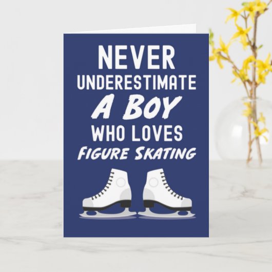 Navy Blue Figure Skating Cards For Baby Boys Kids Kaart (Gele Bloem)