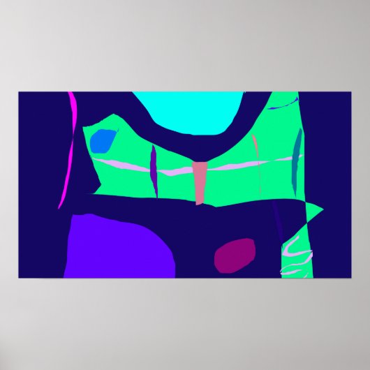 Navy Blue Fine Durant Distant Moon Loneliness Poster (Voorkant)
