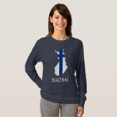 NAVY BLUE Finland Suomi Long Sleeve T-Shirt (Voorkant volledig)