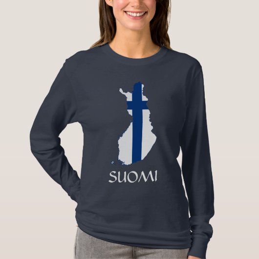 NAVY BLUE Finland Suomi Long Sleeve T-Shirt (Voorkant)