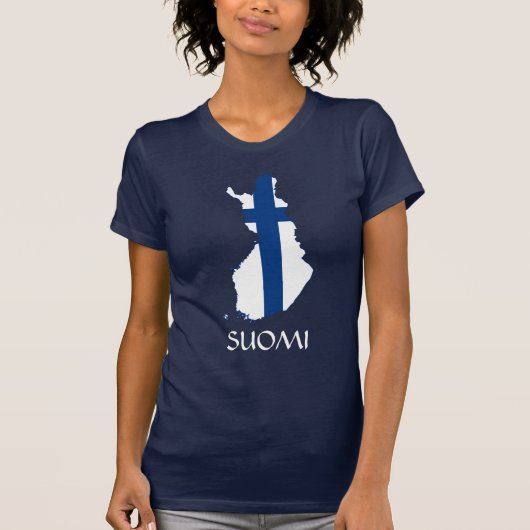 NAVY BLUE Finland Vlag Kaart "Suomi" T-shirt (Voorkant)