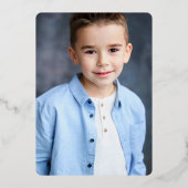 Navy Blue First Heilige Commune Foto Cross Gold Folie Uitnodiging (Achterkant)