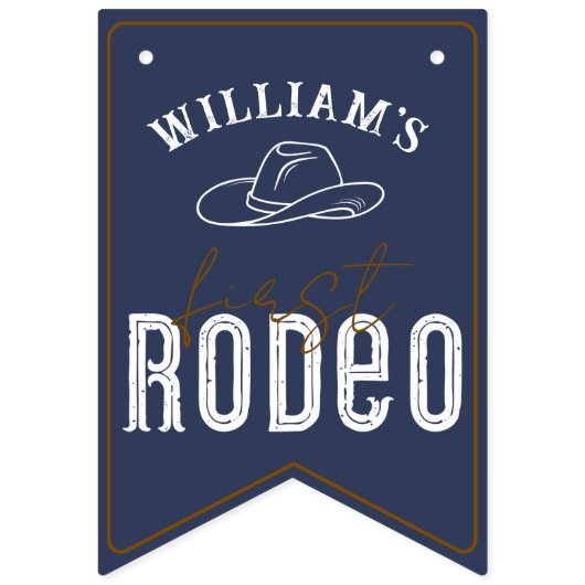 Navy Blue First Rodeo Fotobanner – Westerne Cowbo Vlaggetjes (Eerste vlag)