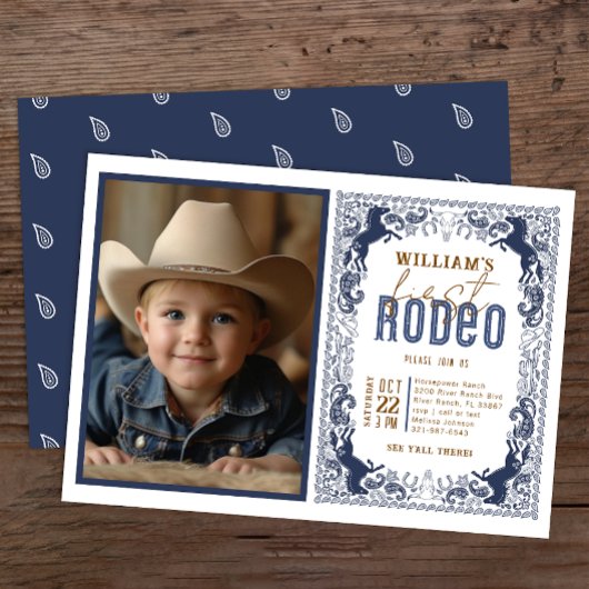 Navy Blue First Rodeo Fotouitnodiging – Western C Kaart