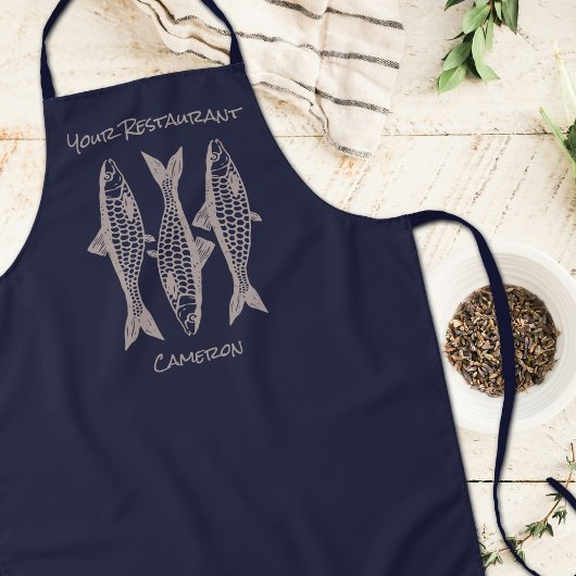 Navy Blue Fish Zeevruchtenrestaurant Schort