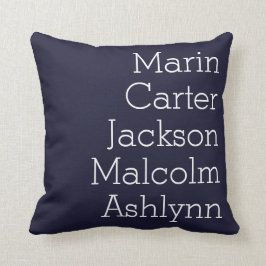 Navy Blue Five Kinder Names Persoonlijke Familie Kussen