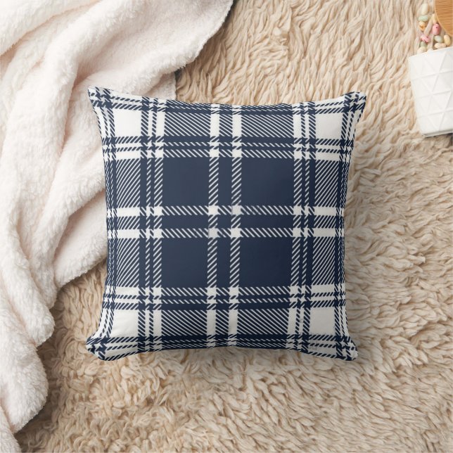Navy Blue Flannel Pset Throw Kussen (Deken)