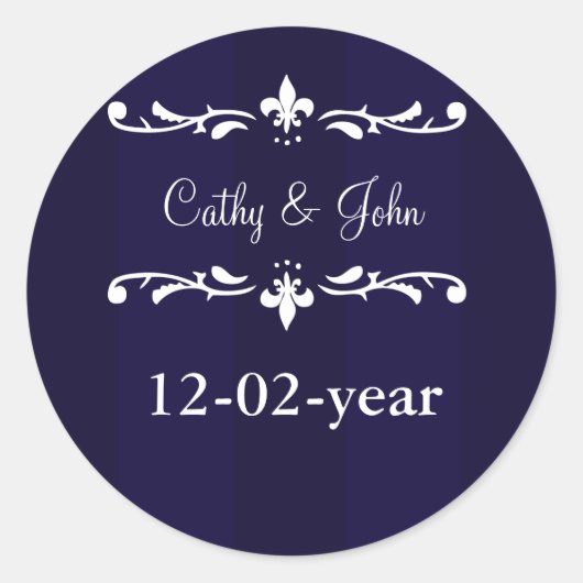 Navy Blue Fleur de Lis envelop sticker (Voorkant)