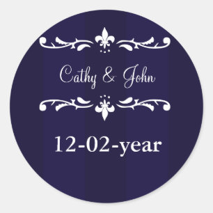 Navy Blue Fleur de Lis envelop sticker