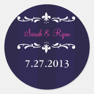 Navy Blue Fleur de Lis envelop sticker