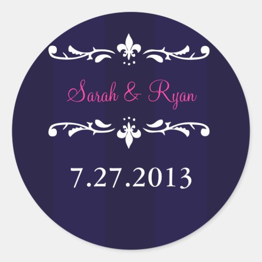 Navy Blue Fleur de Lis envelop sticker (Voorkant)