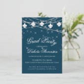 Navy Blue Fleur de Lis Fairy Light | AFSTUDEREN Kaart (Staand voorkant)