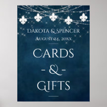 Navy Blue Fleur de Lis Fairy Light | Weddenschap