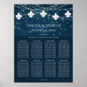 Navy Blue Fleur de Lis Fairy Light | Zitschaart Poster (Voorkant)