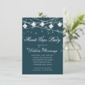 Navy Blue Fleur de Lis Light | Partij voor de verj Kaart (Staand voorkant)