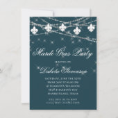 Navy Blue Fleur de Lis Light | Partij voor de verj Kaart (Voorkant)