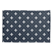 Navy Blue Fleur de Lis Luxury Damask Pattern Kussensloop (Achterkant)