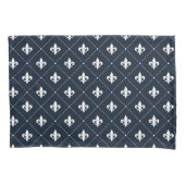 Navy Blue Fleur de Lis Luxury Damask Pattern Kussensloop (Voorkant)