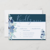 Navy Blue Floral 3,5" x 5" Response Kaart (Voorkant)