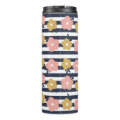 Navy Blue Floral aangepaste naam Sjabloon Thermosbeker (Achterkant)