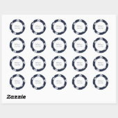 Navy Blue  Floral aangepaste tekst Ronde Sticker (Vel)