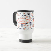 Navy Blue Floral Aangepersonaliseerde naam Modern Reisbeker (Voorkant links)