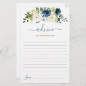 Navy Blue Floral Advice for the Mama to be card (Voorkant / Achterkant)