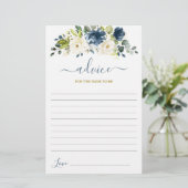 Navy Blue Floral Advice for the Mama to be card (Staand voorkant)